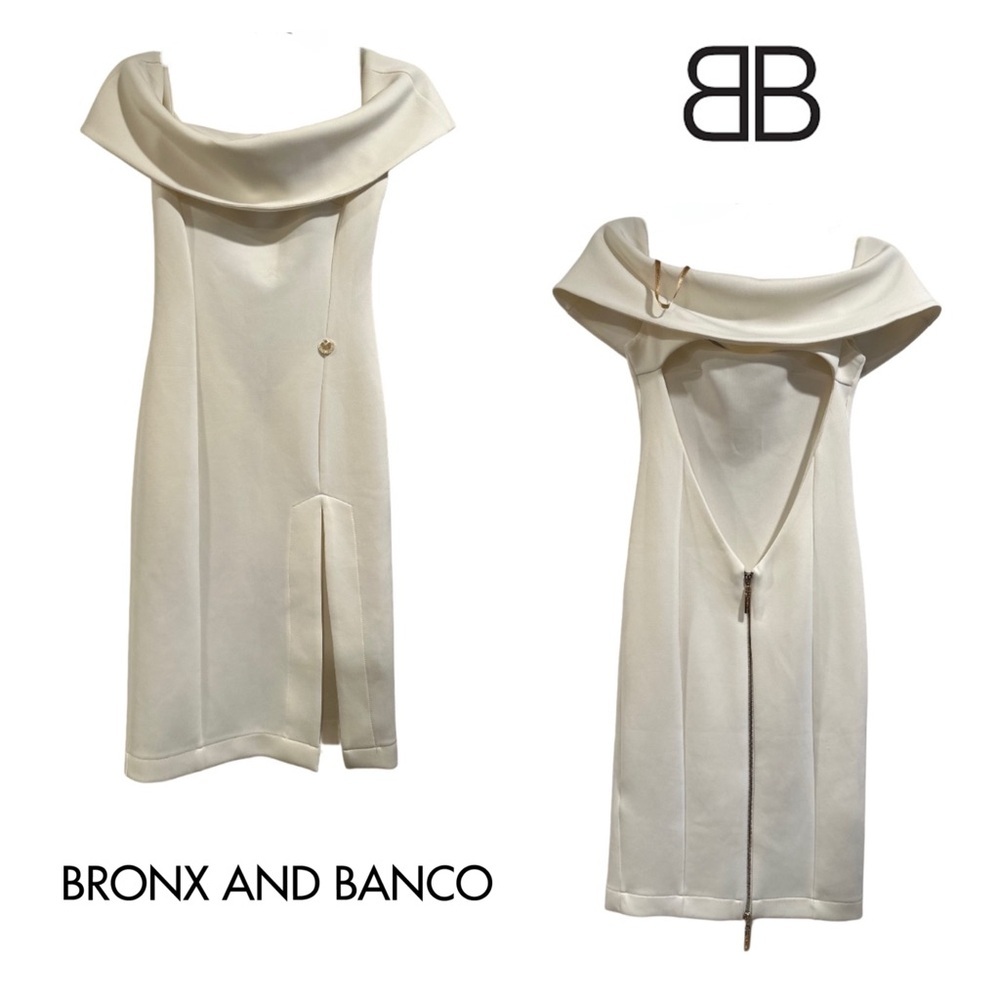 BRONX & BANCO White/Ivory Montreal Mini Off Shoulder Cut Out Back Bridal US 2 - Picture 3 of 16